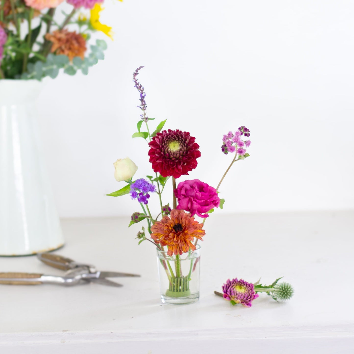 Mini kenzan pin holder flower frog with flowers made by Floral Genius